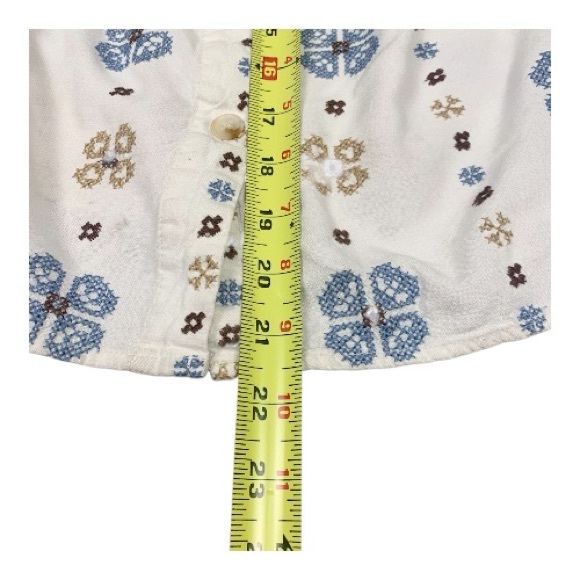 Torrid Embroidered Square Neck Short Sleeve Blouse Beach Linen Blend Sz 28-30 - Picture 11 of 11